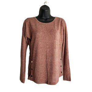 Staccato Sweater XS Copper Bronze Shimmer Button Detail Long Sleeve Cozy